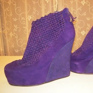 High heel wedge booties